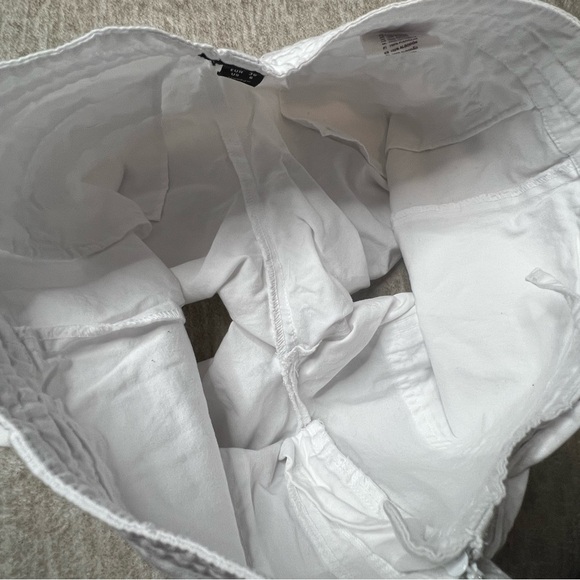 H&M bright white chino linen short Drawstring Waist 100% Cotton classic size 6 - Picture 9 of 9